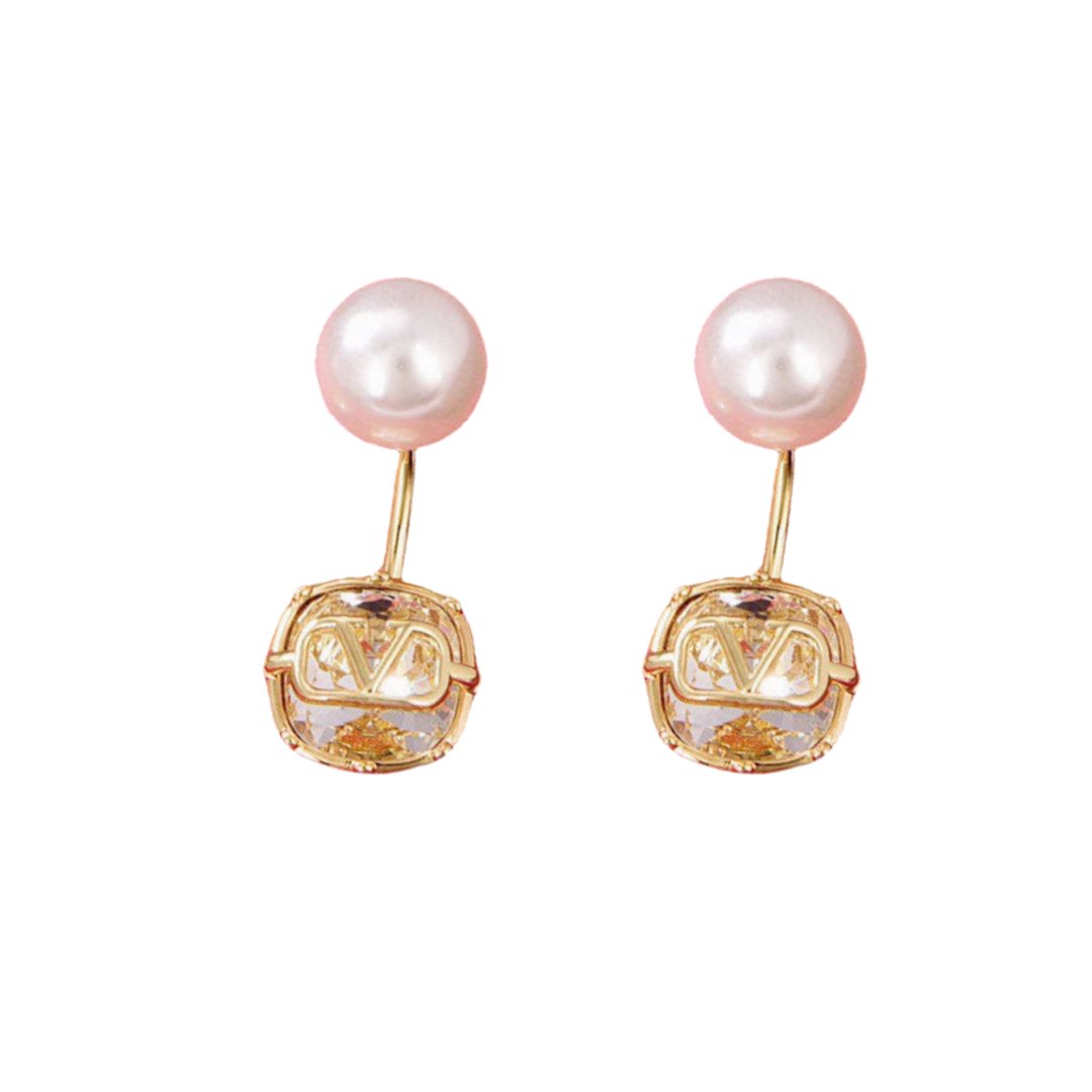 VTE054 Valentino vlogo signature earrings in metal and crystal - ccjewelryacc