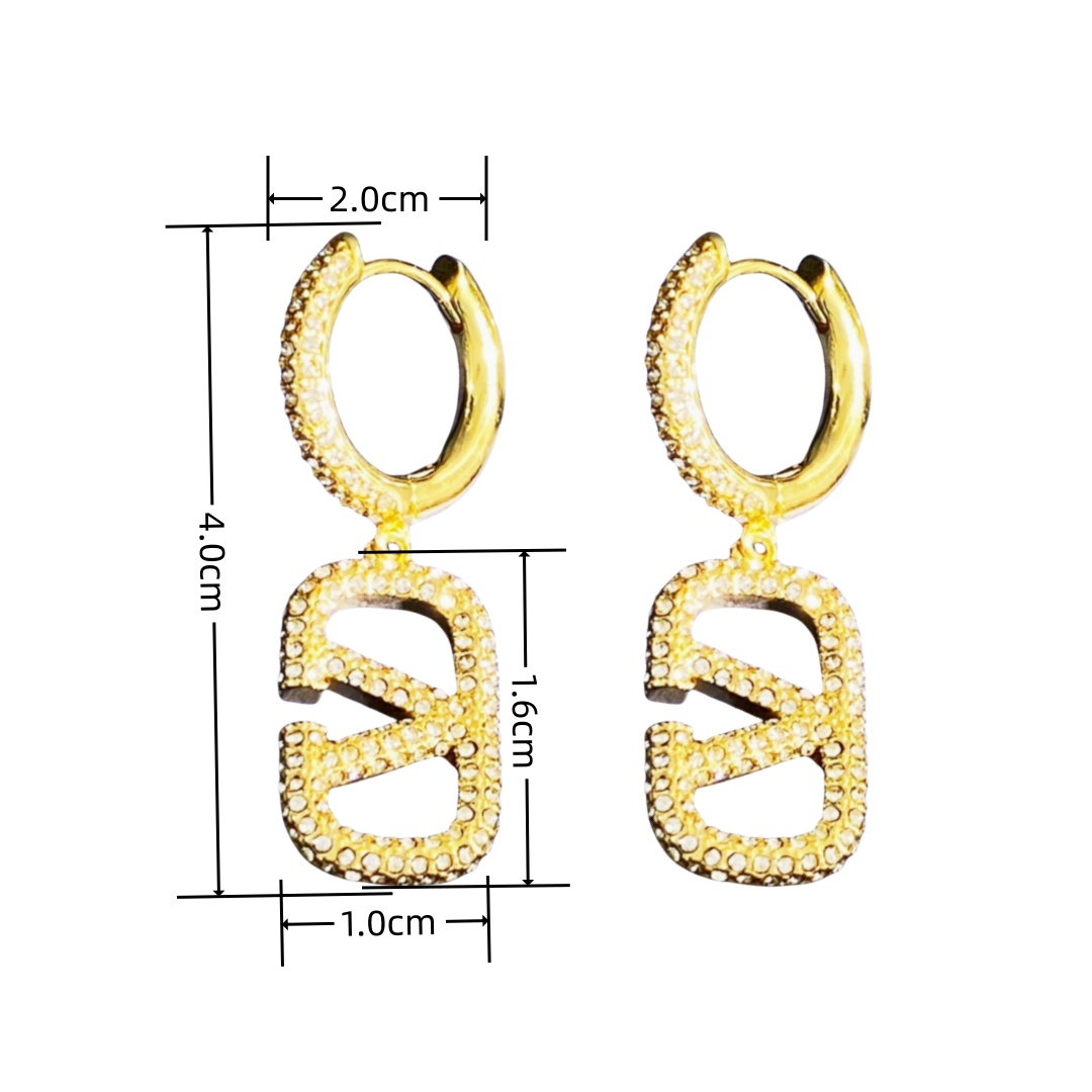 VTE052 Valentino Garavani VLogo crystal-embellished Hoop Earrings - ccjewelryacc