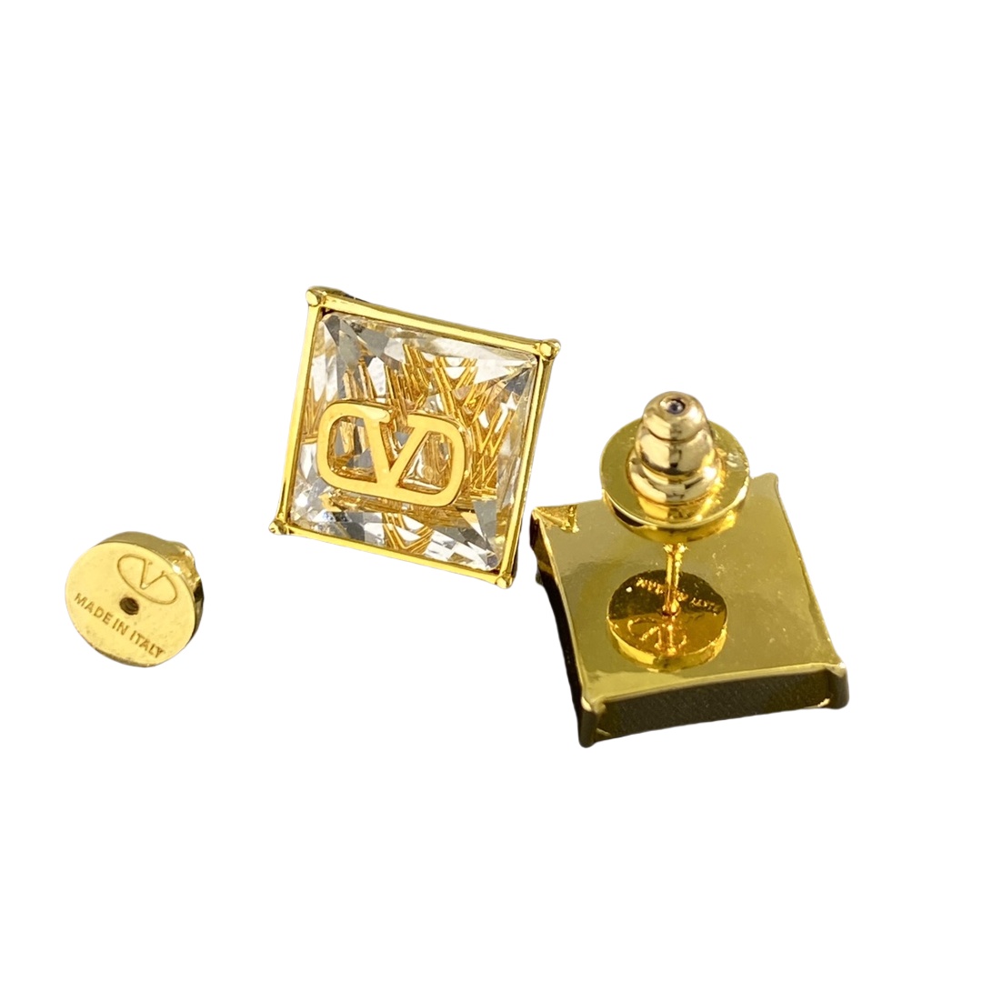 VTE045 Valentino VLogo Embellished Earrings in Green/Red/Yellow diamond - ccjewelryacc