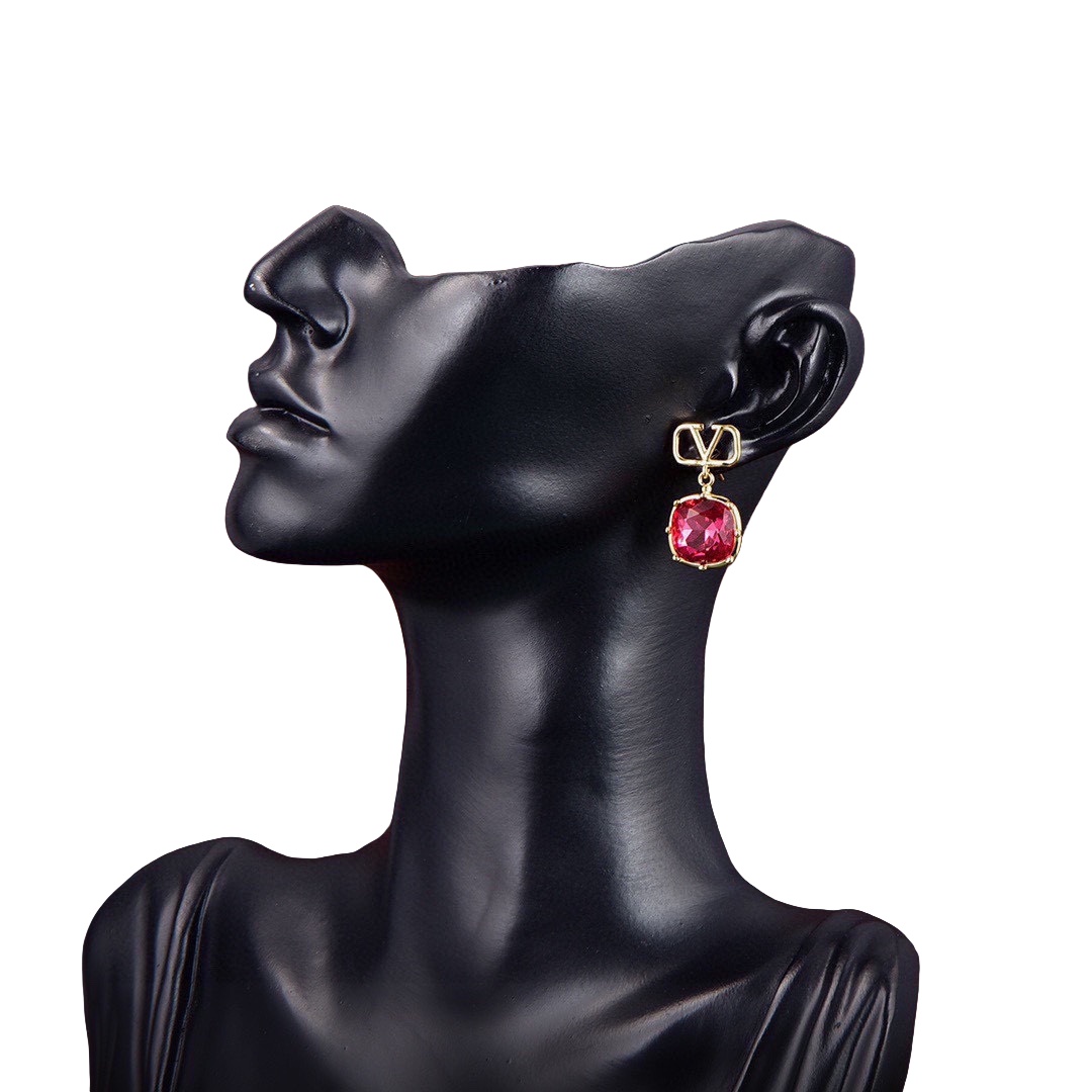 VTE049 Valentino drop earrings in metal and crystal diamond - ccjewelryacc