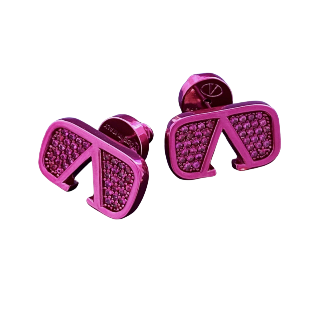 VTE013 Valentino Garavani Gold VLogo Signature stud Earrings in metal and crystal - ccjewelryacc