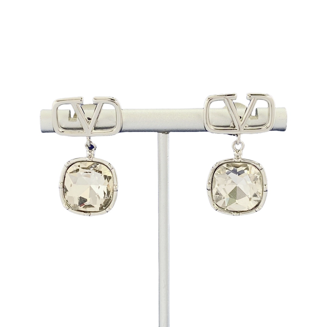 VTE049 Valentino drop earrings in metal and crystal diamond - ccjewelryacc