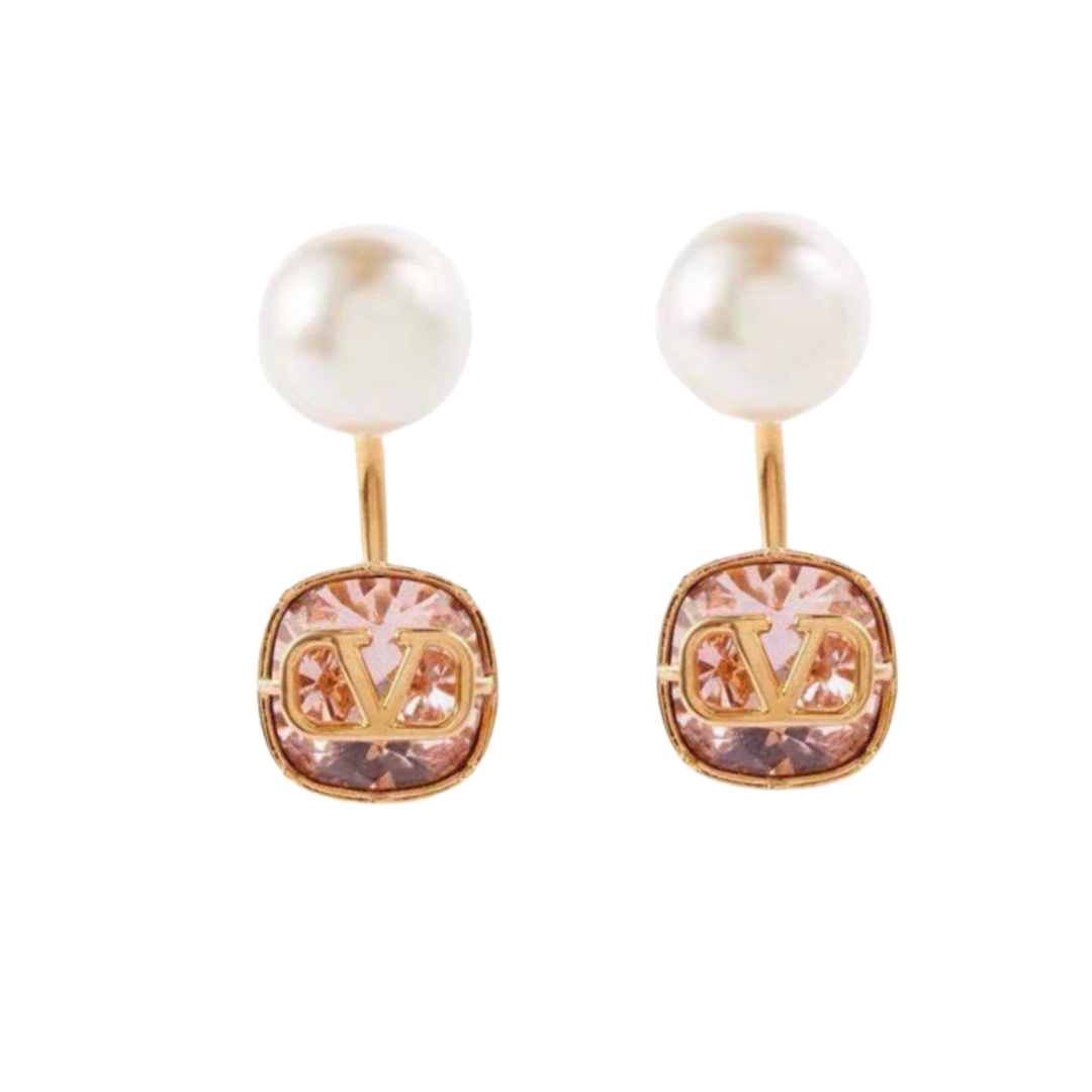 VTE054 Valentino vlogo signature earrings in metal and crystal - ccjewelryacc