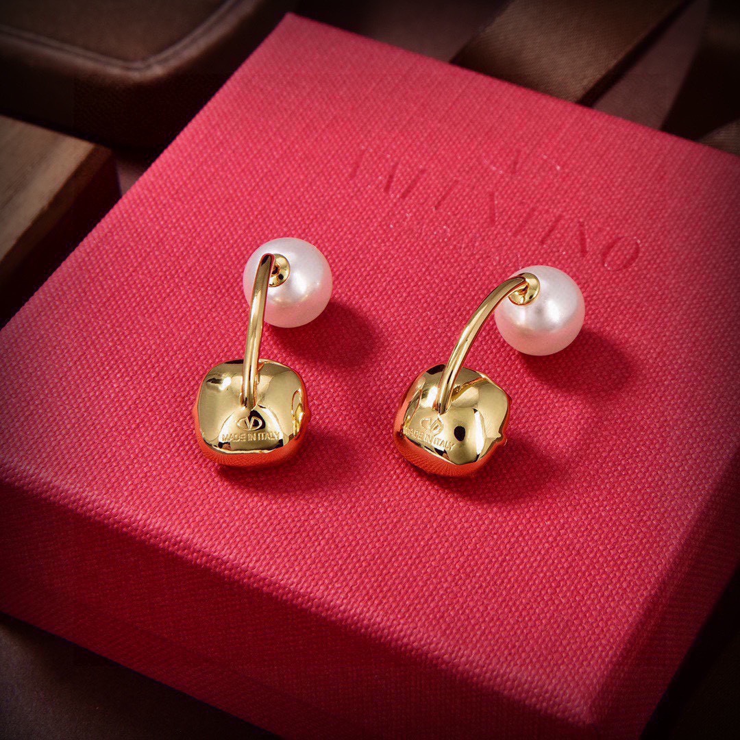 VTE054 Valentino vlogo signature earrings in metal and crystal - ccjewelryacc