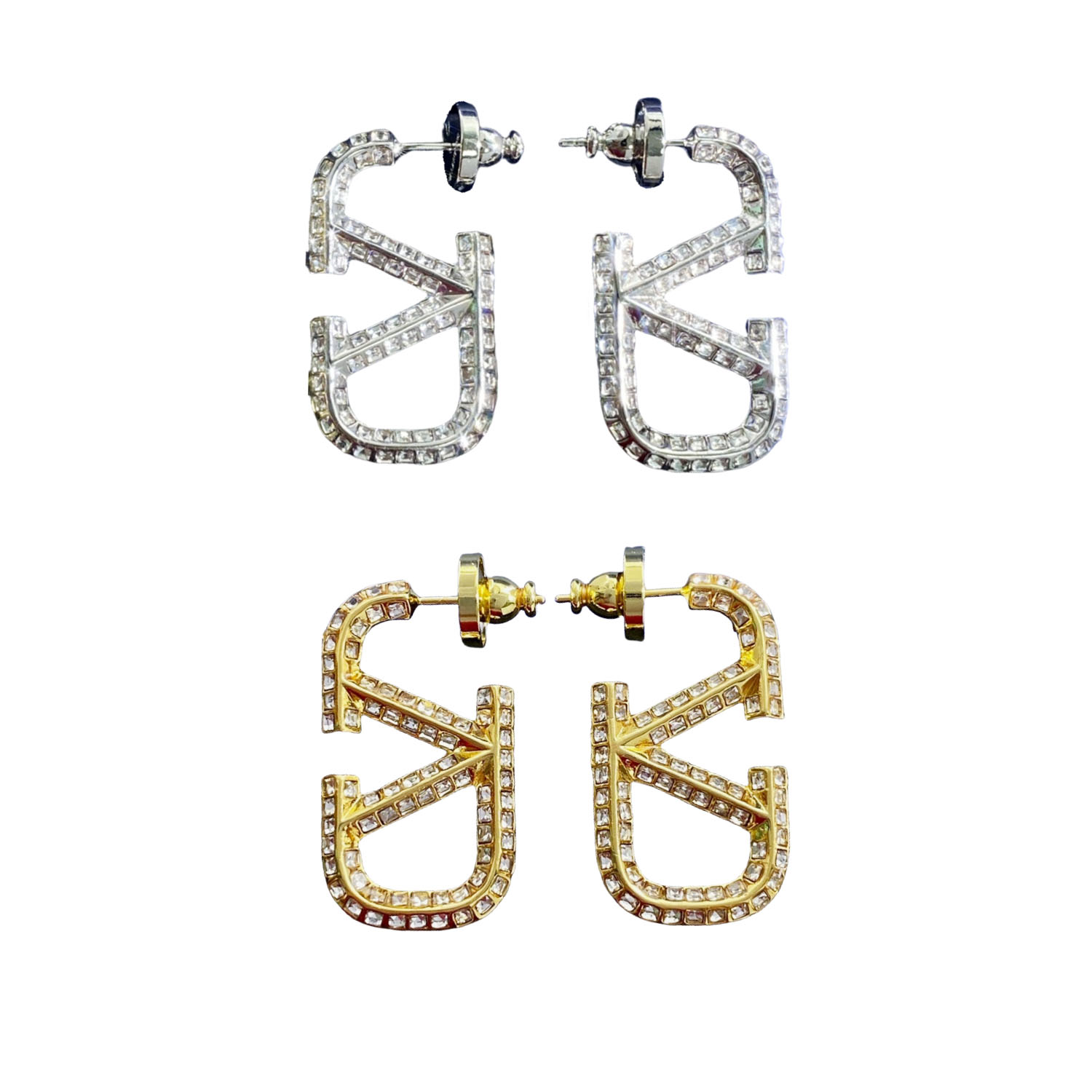 VTE046 vlogo signature metal and crystal earrings - ccjewelryacc