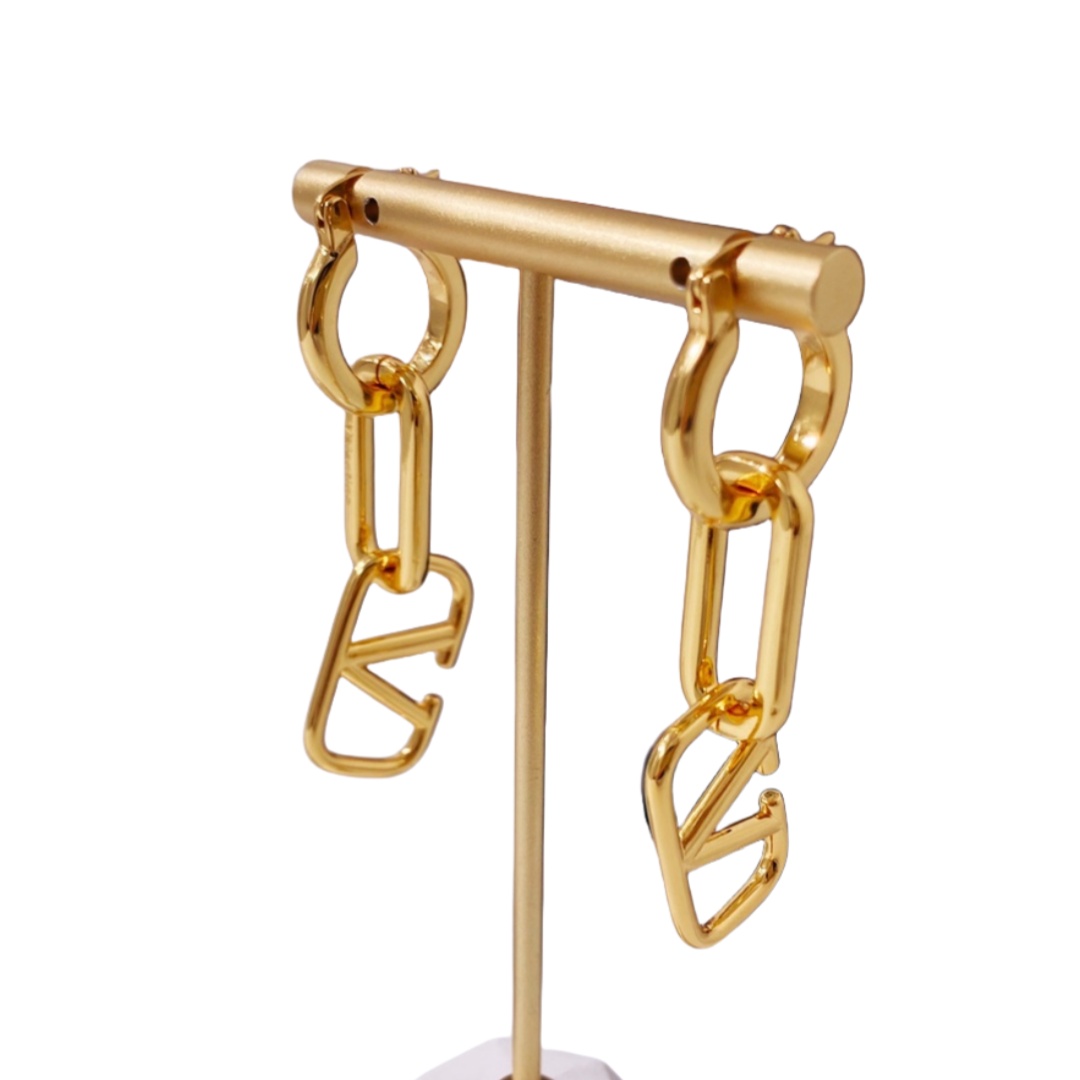 VTE079 V Logo hoop Earrings - ccjewelryacc