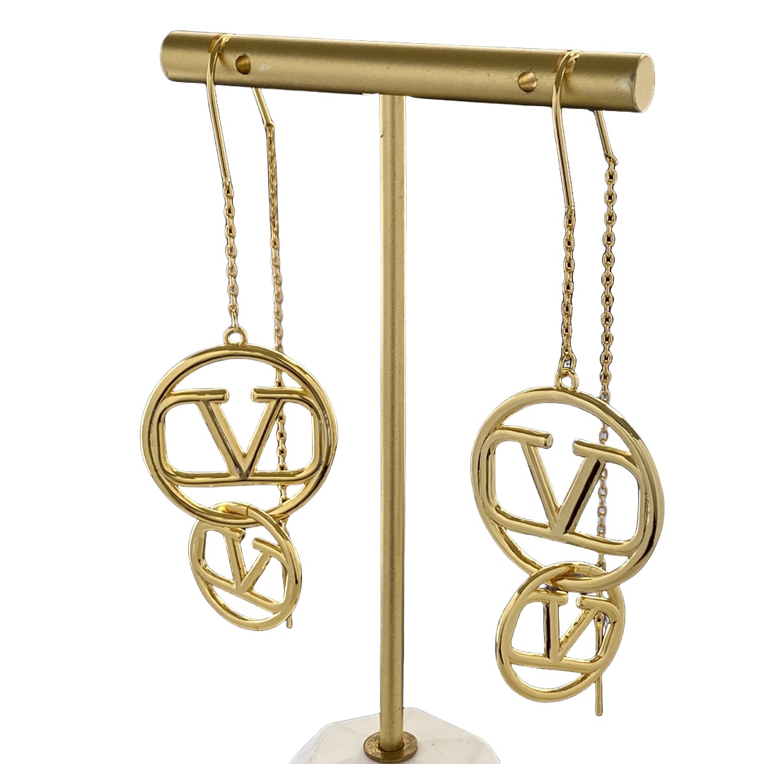 VTE074 vlogo signature metal tassels earrings - ccjewelryacc