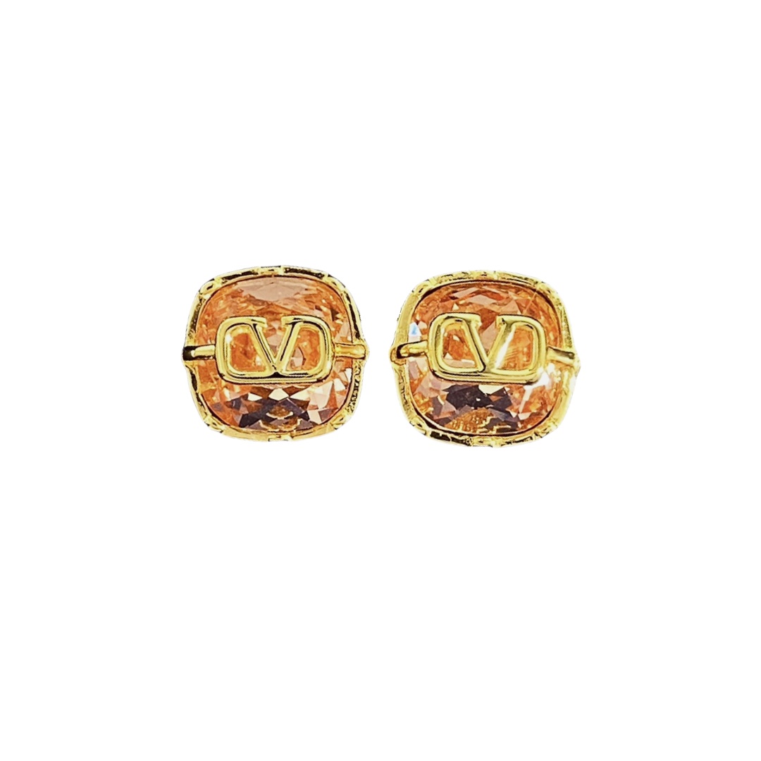 VTE063 vlogo signature earrings with Swarovski Crystals in a Six-Claws Set - ccjewelryacc