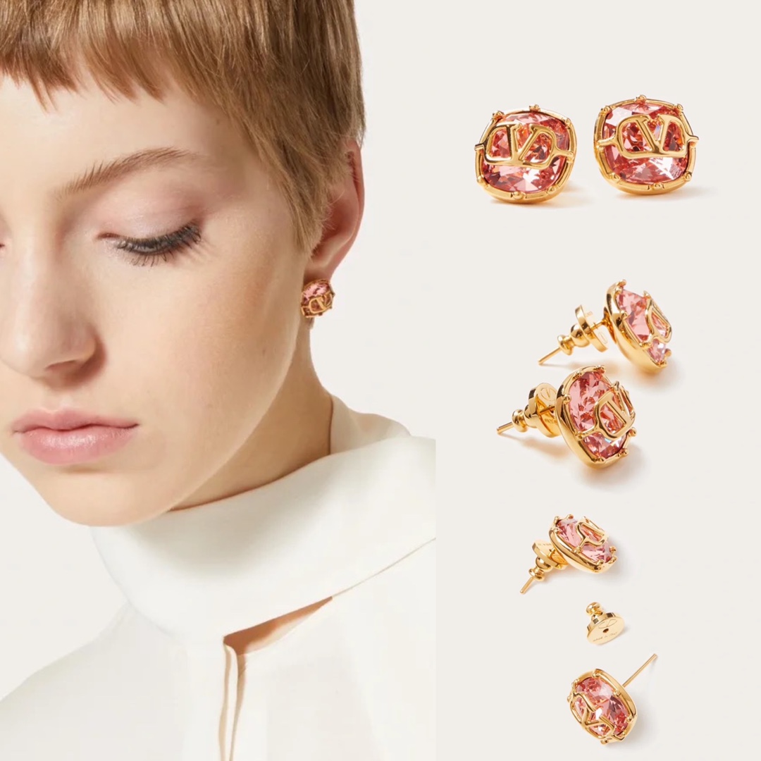 VTE063 vlogo signature earrings with Swarovski Crystals in a Six-Claws Set - ccjewelryacc