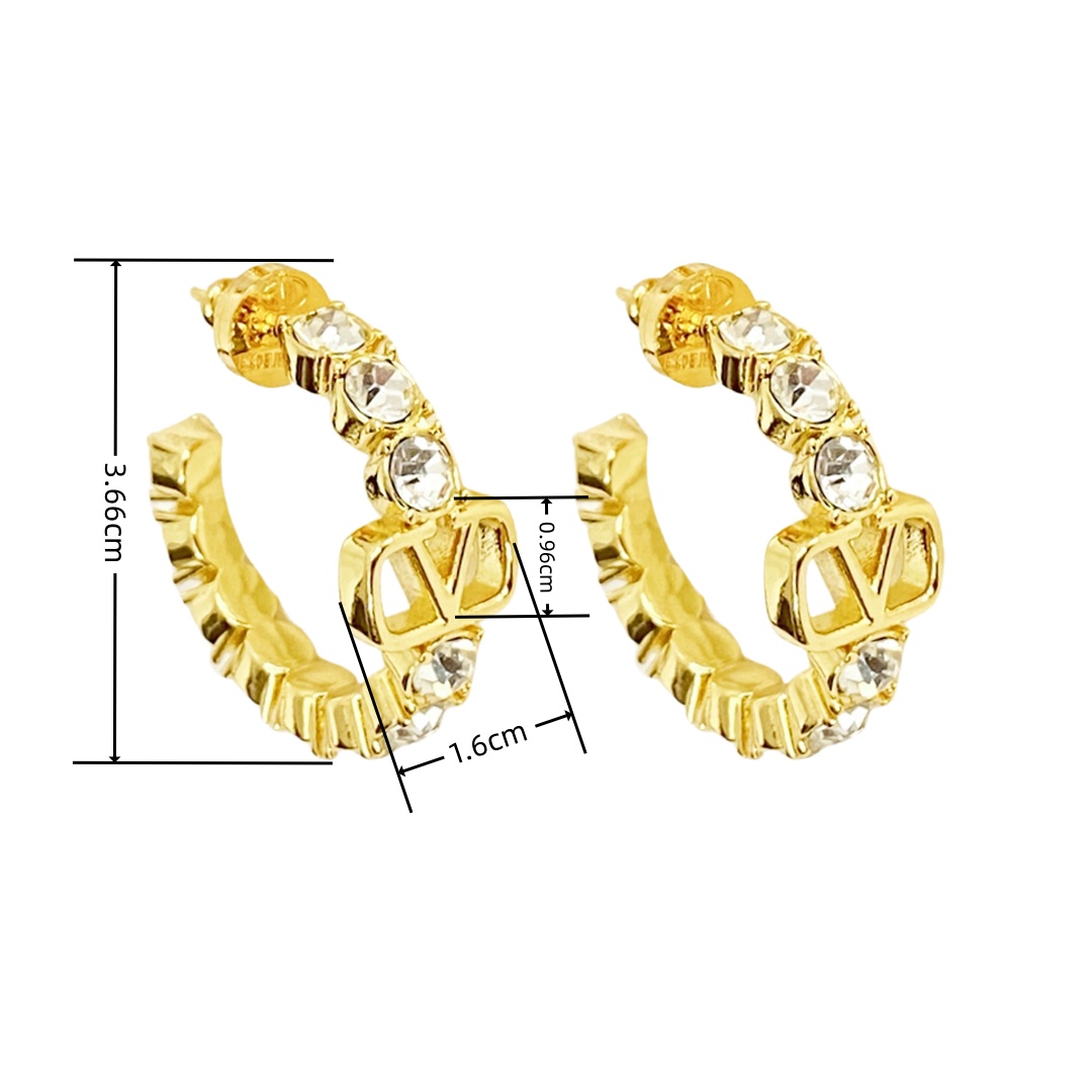 VTE058 Valentino hoops earrings in metal and crystal - ccjewelryacc