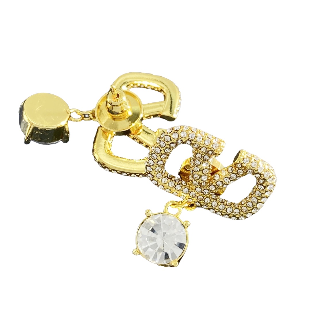 VTE060 vlogo signature metal and crystal earrings - ccjewelryacc