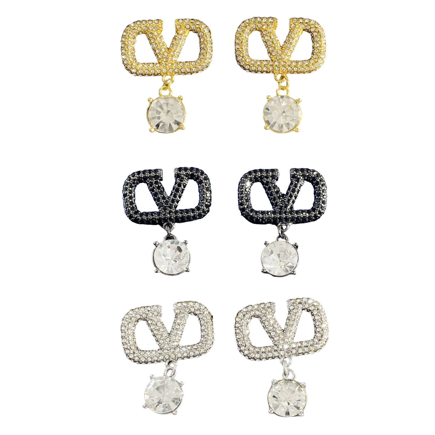 VTE060 vlogo signature metal and crystal earrings - ccjewelryacc