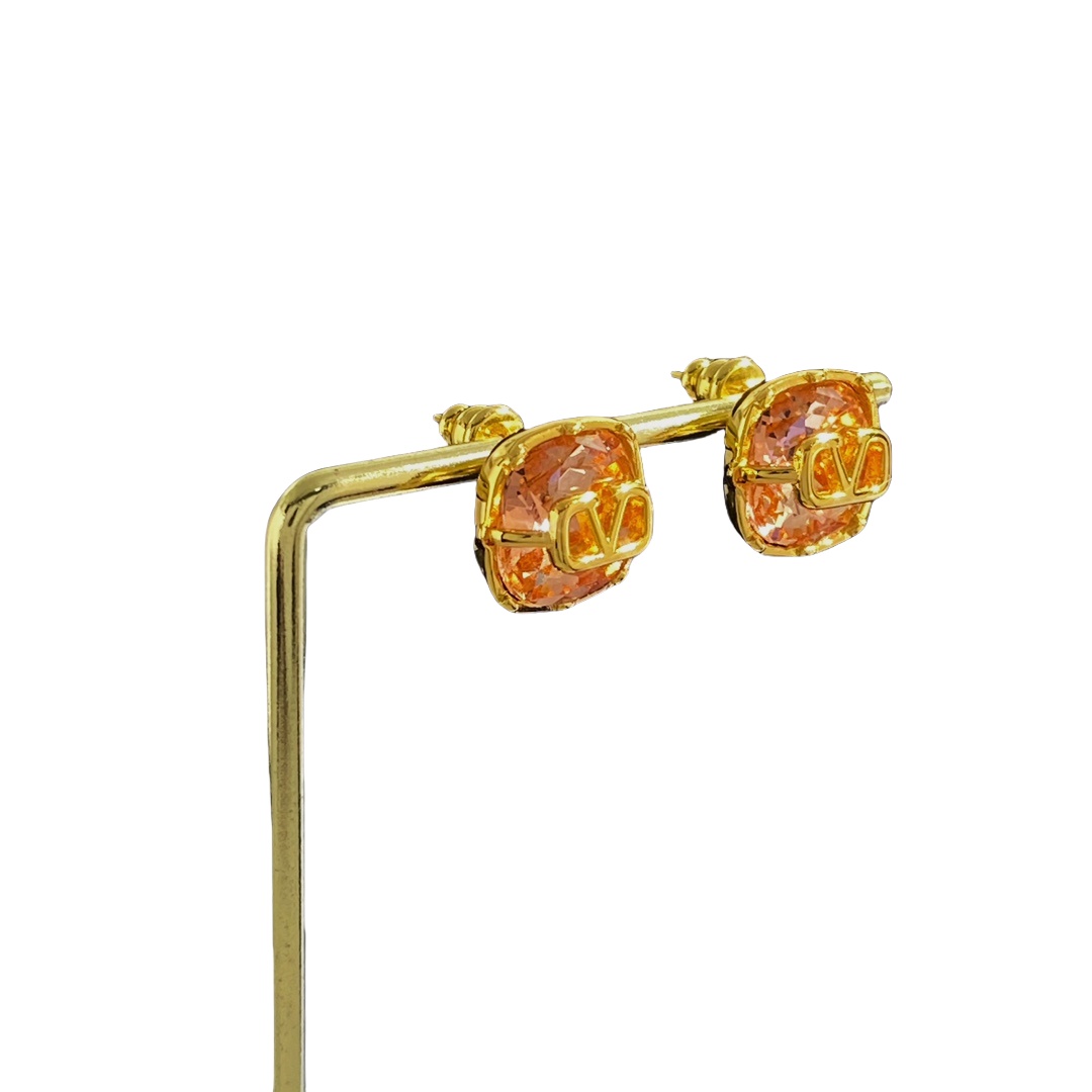 VTE063 vlogo signature earrings with Swarovski Crystals in a Six-Claws Set - ccjewelryacc