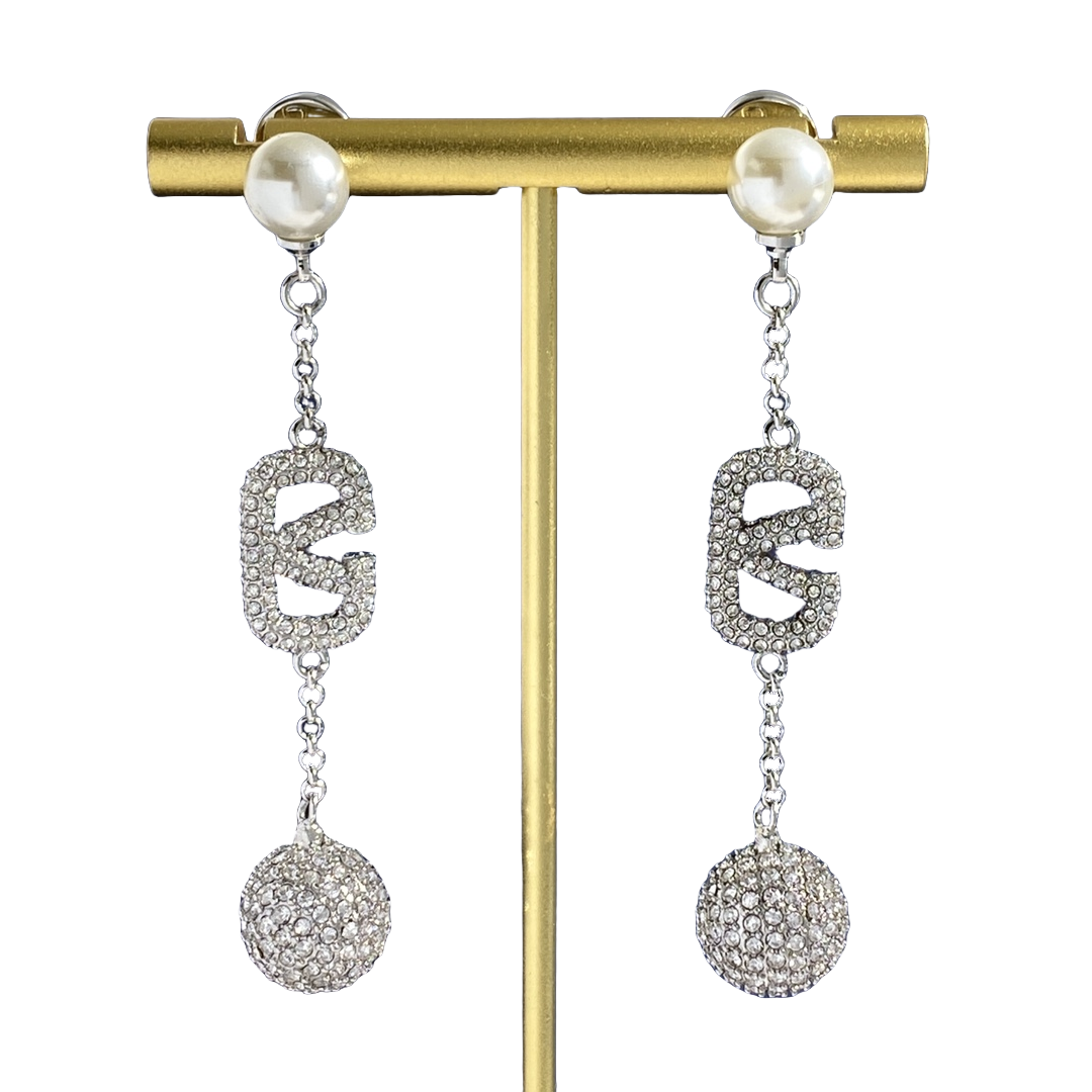 VTE081 Valentino vlogo signature tassels earrings in metal and crystal - ccjewelryacc