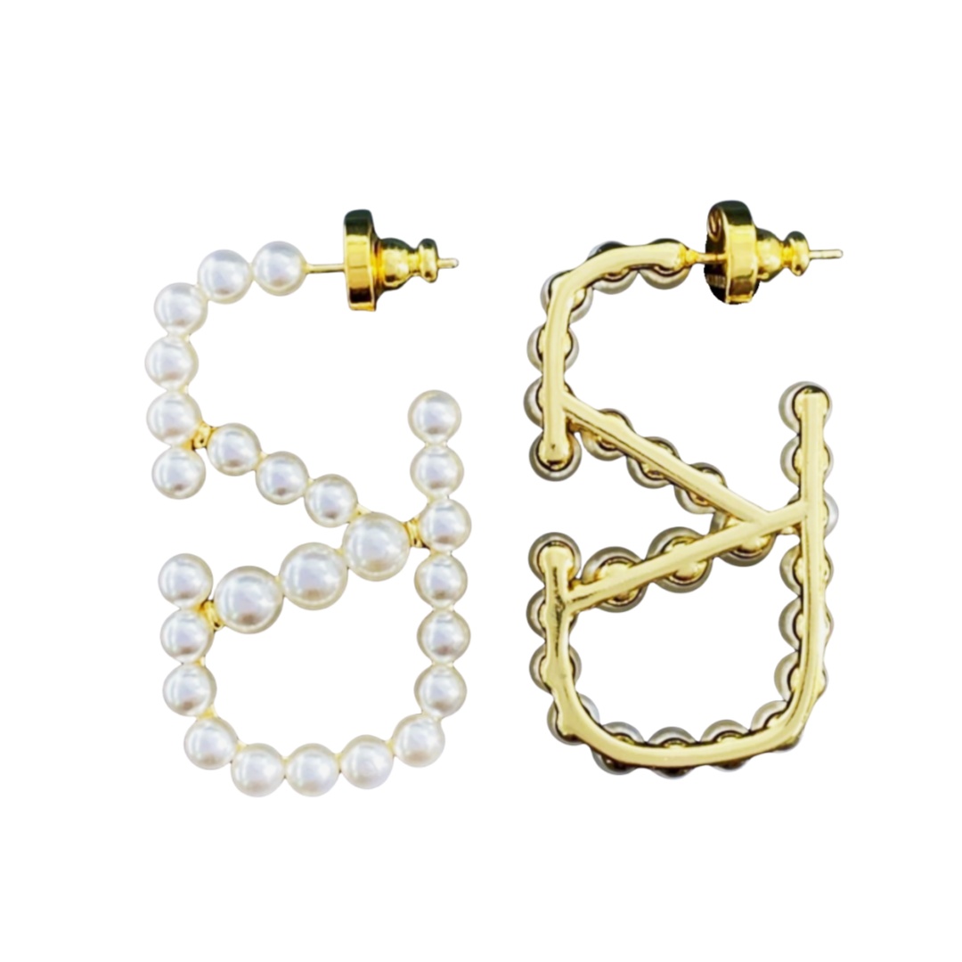 VTE070 Valentino earrings pearl - ccjewelryacc