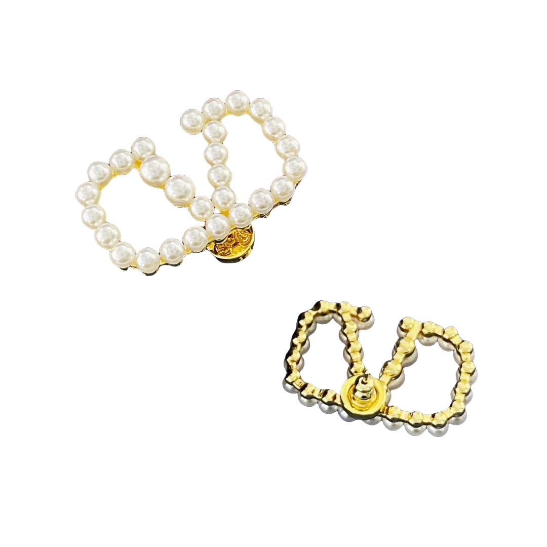 VTE065 valentino pearl stud earrings - ccjewelryacc