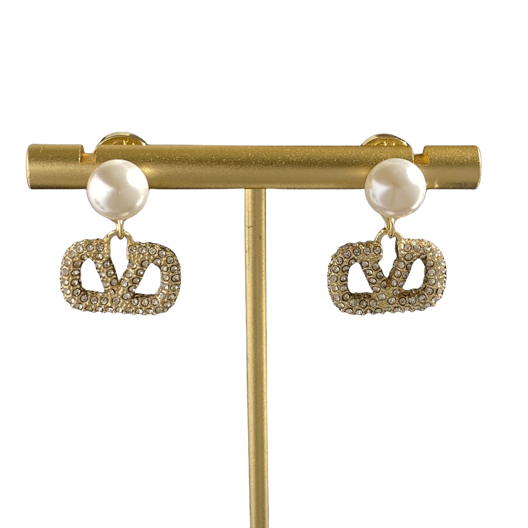 VTE076 Valentino garavani pearl drop vlogo earrings - ccjewelryacc