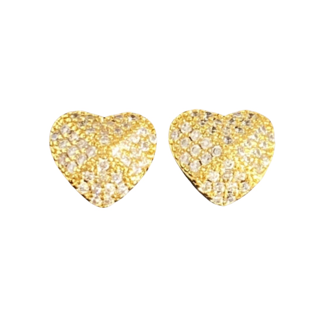 VTE080 Metal full crystal heart Rockstud earrings - ccjewelryacc