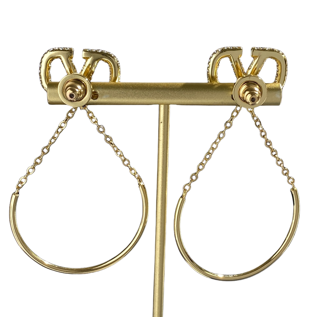 VTE072 Vlogo signature metal earrings - ccjewelryacc