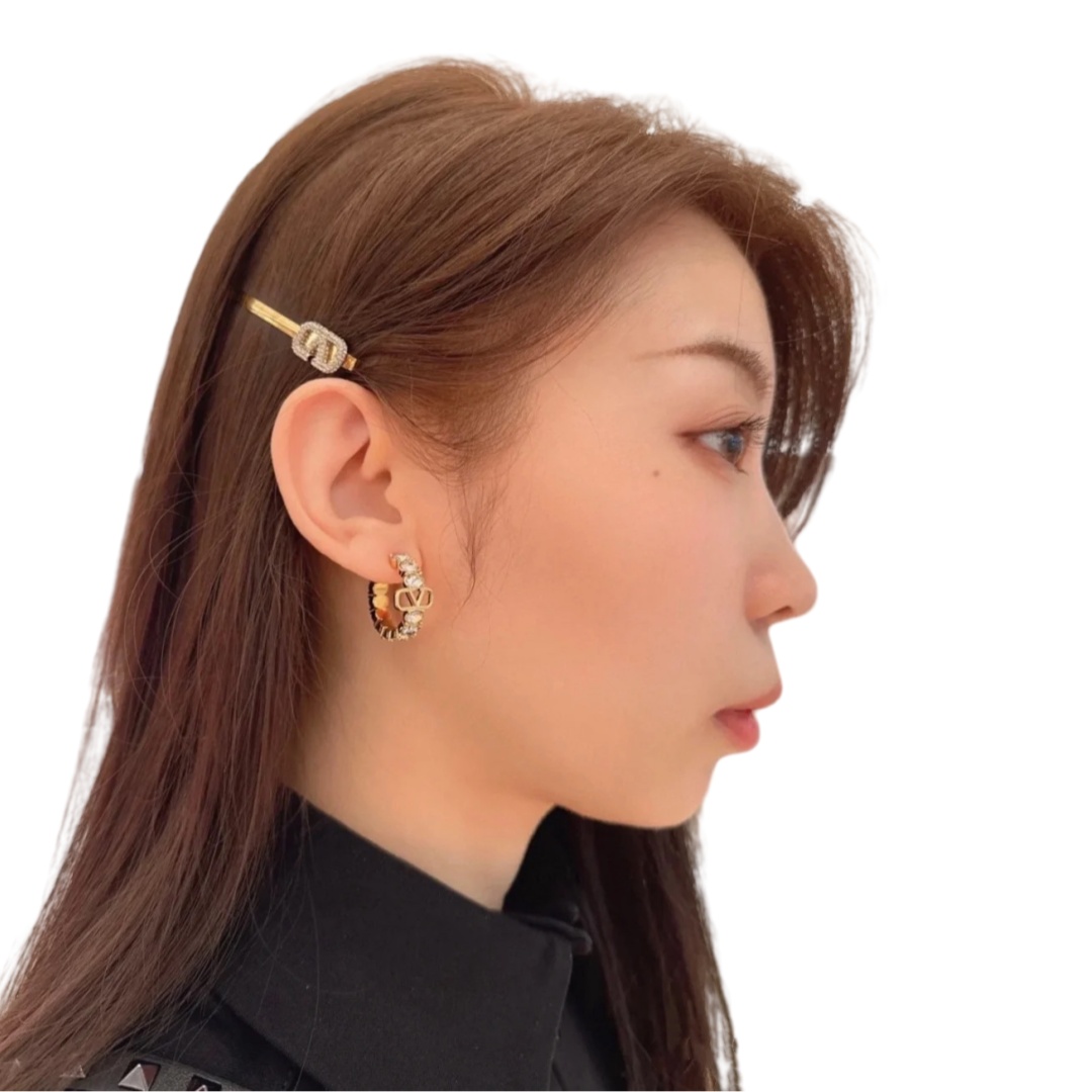 VTE058 Valentino hoops earrings in metal and crystal - ccjewelryacc