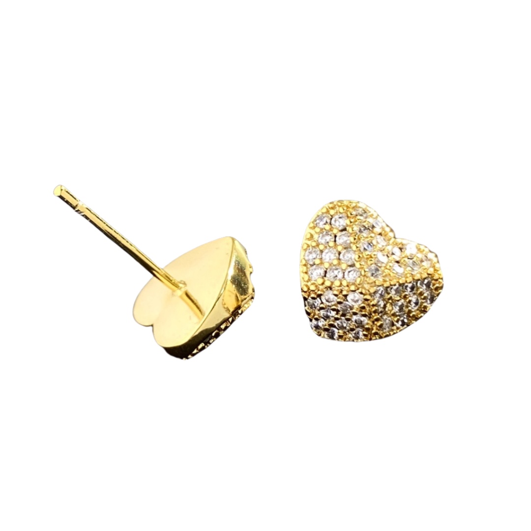 VTE080 Metal full crystal heart Rockstud earrings - ccjewelryacc