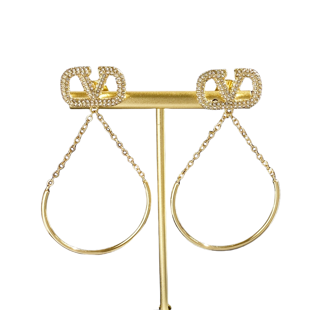 VTE072 Vlogo signature metal earrings - ccjewelryacc