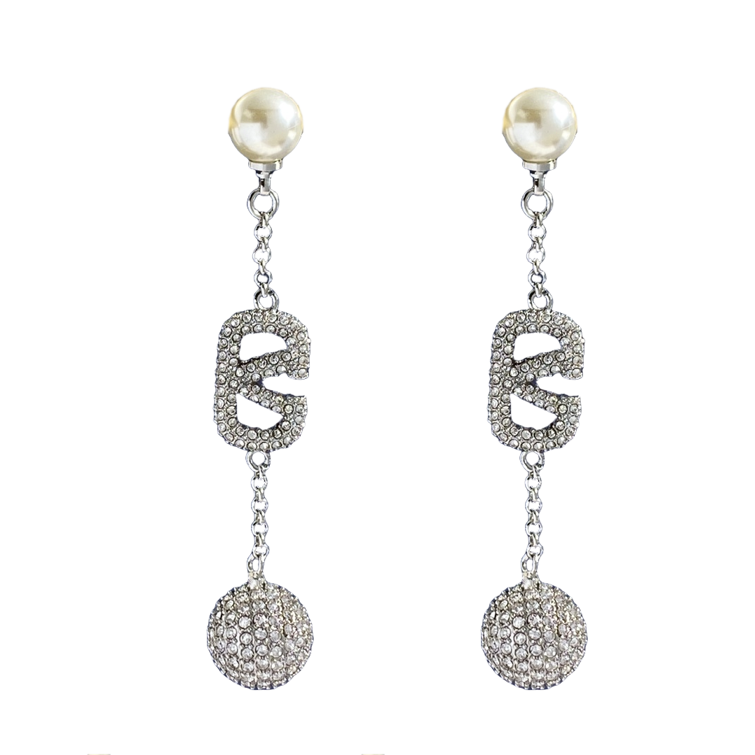 VTE081 Valentino vlogo signature tassels earrings in metal and crystal - ccjewelryacc