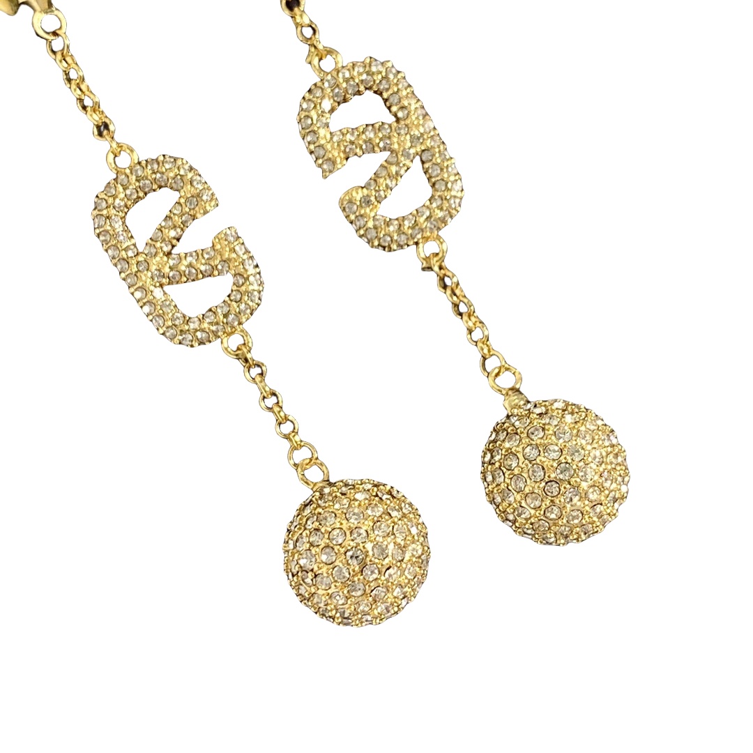 VTE081 Valentino vlogo signature tassels earrings in metal and crystal - ccjewelryacc