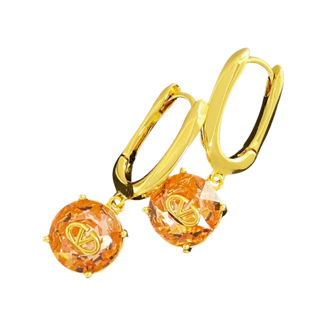 VTE082 Valentino v logo crystal earrings - ccjewelryacc