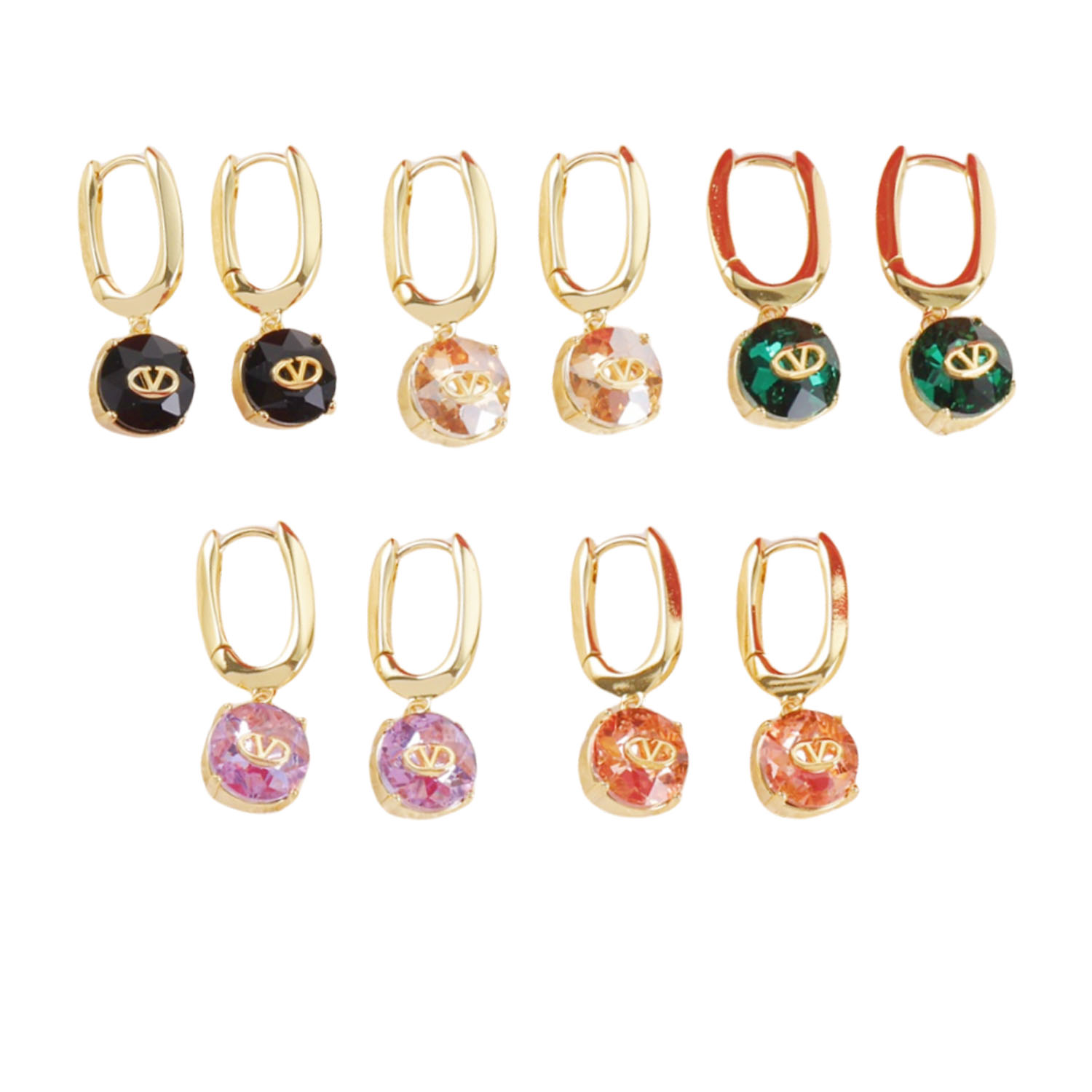 VTE082 Valentino v logo crystal earrings - ccjewelryacc