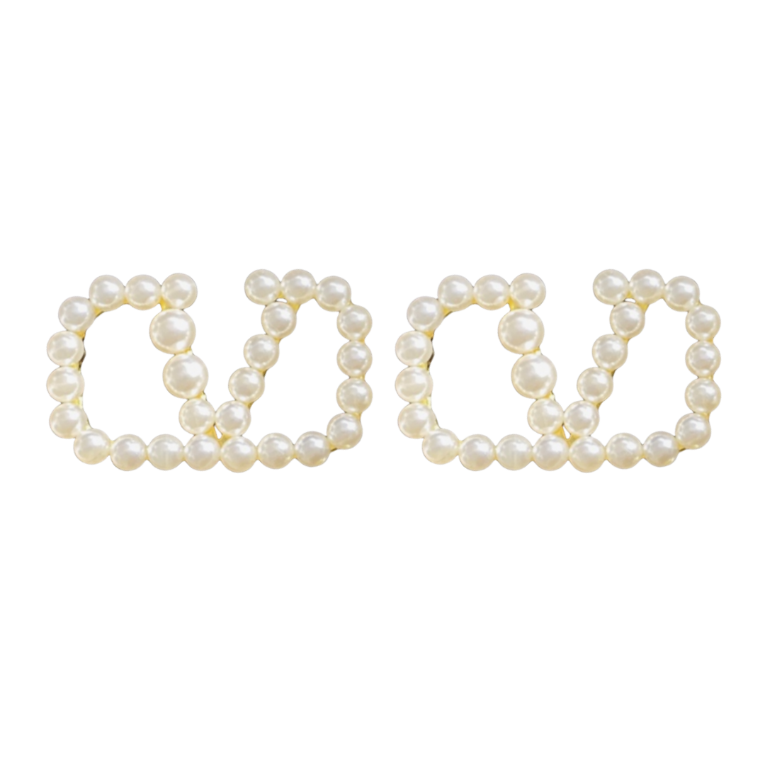 VTE065 valentino pearl stud earrings - ccjewelryacc