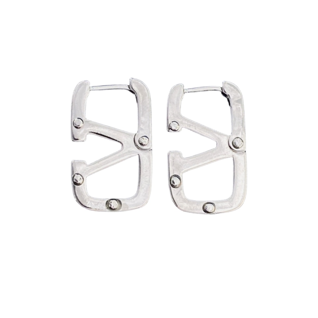 VTE066 vlogo signature metal earrings - ccjewelryacc