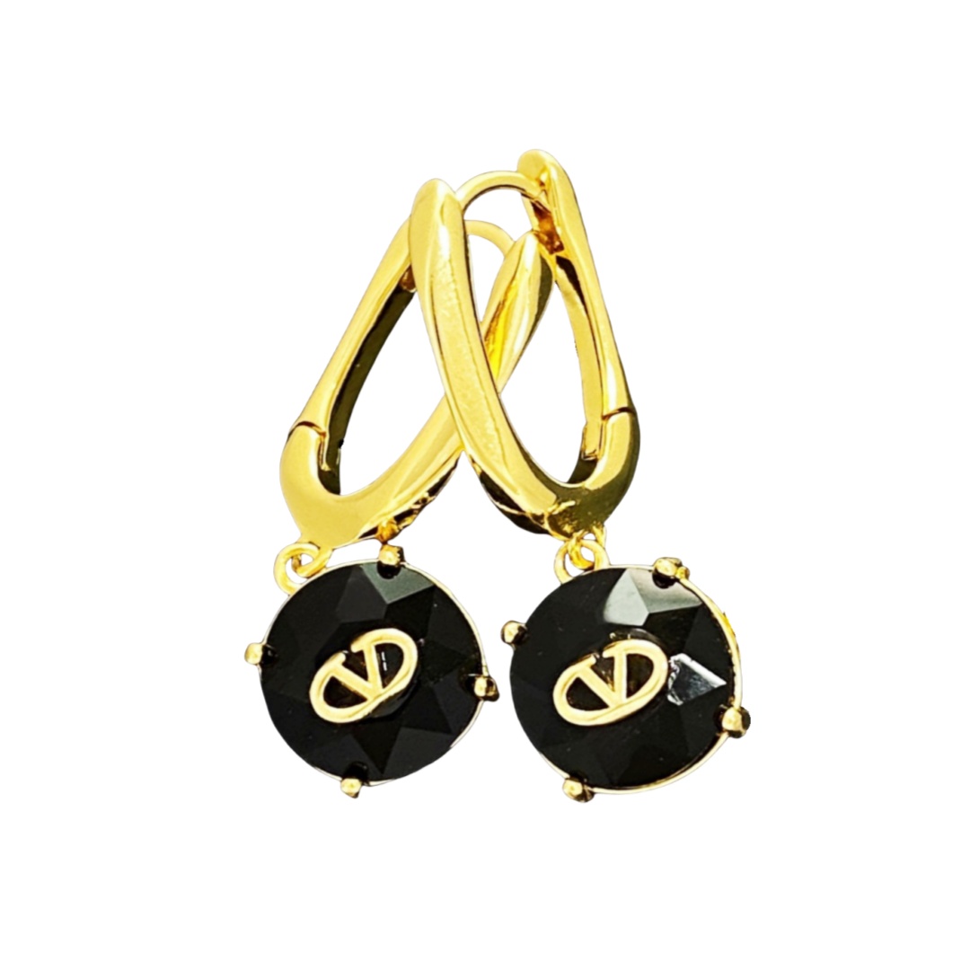 VTE082 Valentino v logo crystal earrings - ccjewelryacc