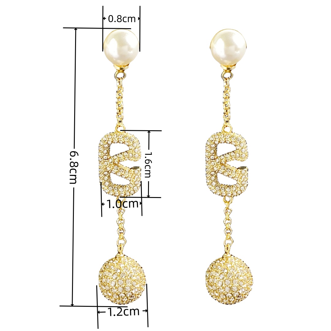 VTE081 Valentino vlogo signature tassels earrings in metal and crystal - ccjewelryacc