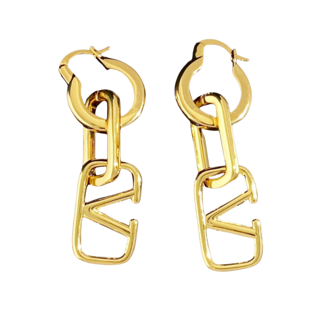 VTE079 V Logo hoop Earrings - ccjewelryacc
