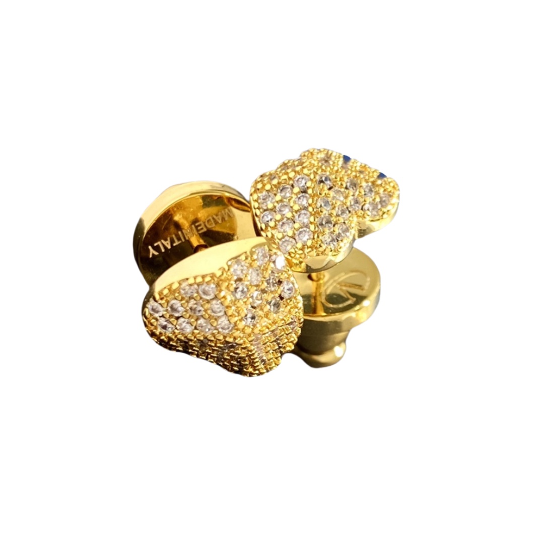 VTE080 Metal full crystal heart Rockstud earrings - ccjewelryacc