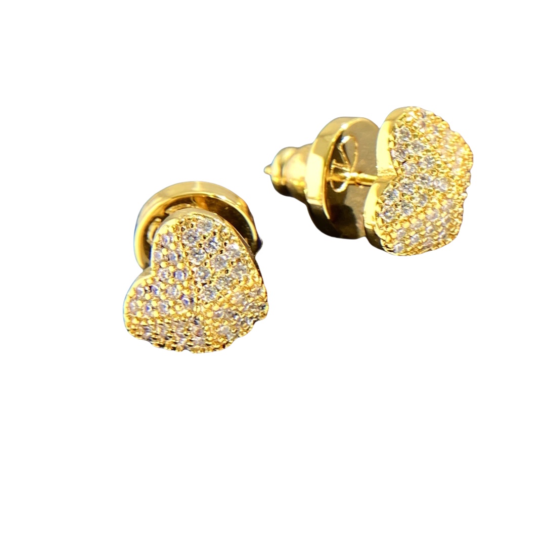 VTE080 Metal full crystal heart Rockstud earrings - ccjewelryacc