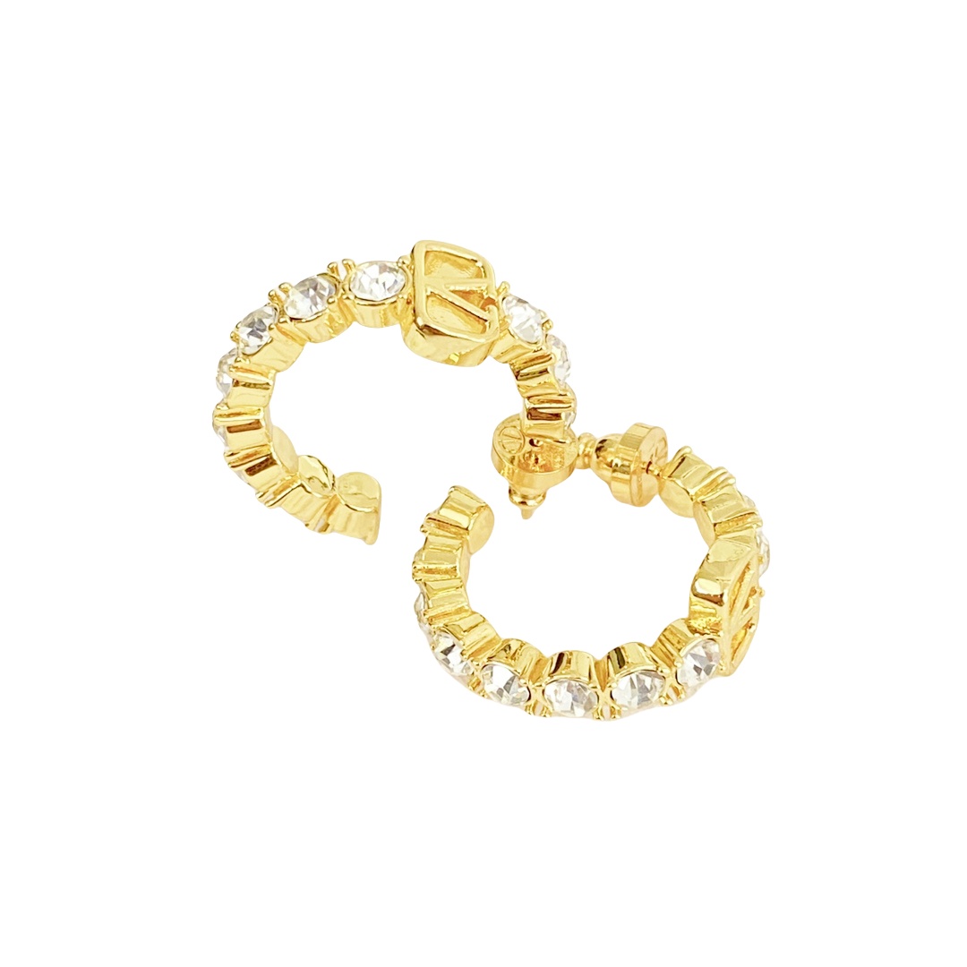 VTE058 Valentino hoops earrings in metal and crystal - ccjewelryacc