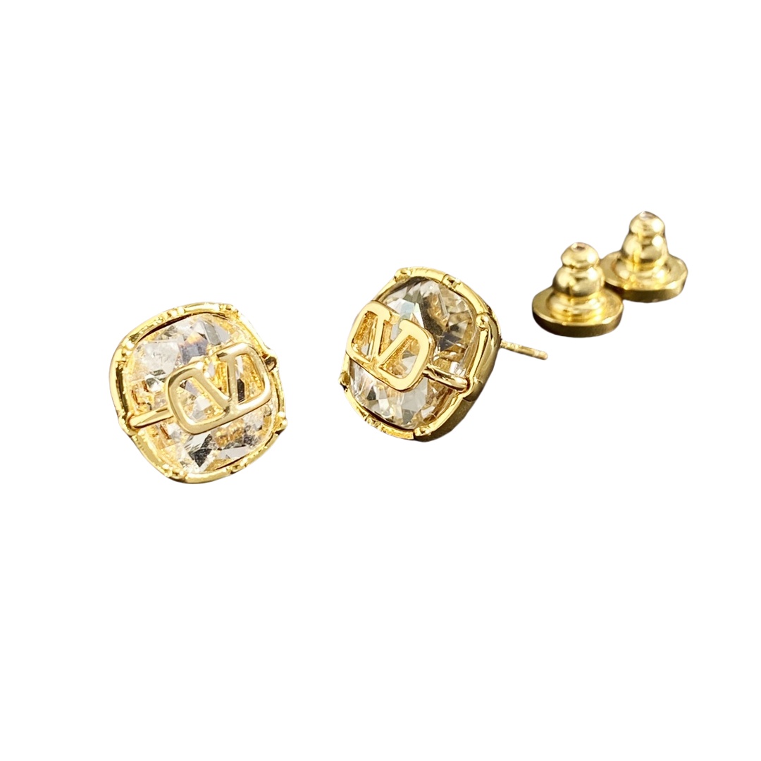 VTE063 vlogo signature earrings with Swarovski Crystals in a Six-Claws Set - ccjewelryacc