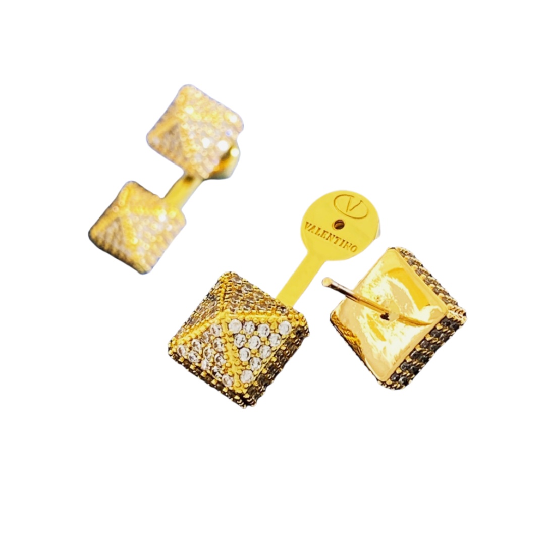 VTE071 Valentino rockstud earrings in metal and crystal - ccjewelryacc