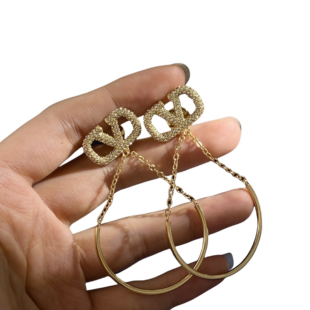 VTE072 Vlogo signature metal earrings - ccjewelryacc