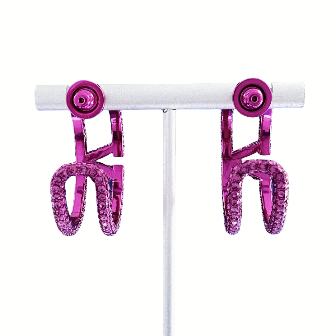 VTE088 valentino hoop earrings in metal and crystal - ccjewelryacc