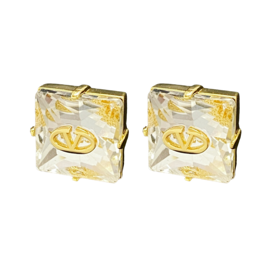 VTE085 Valentino V logo diamond earrings - ccjewelryacc