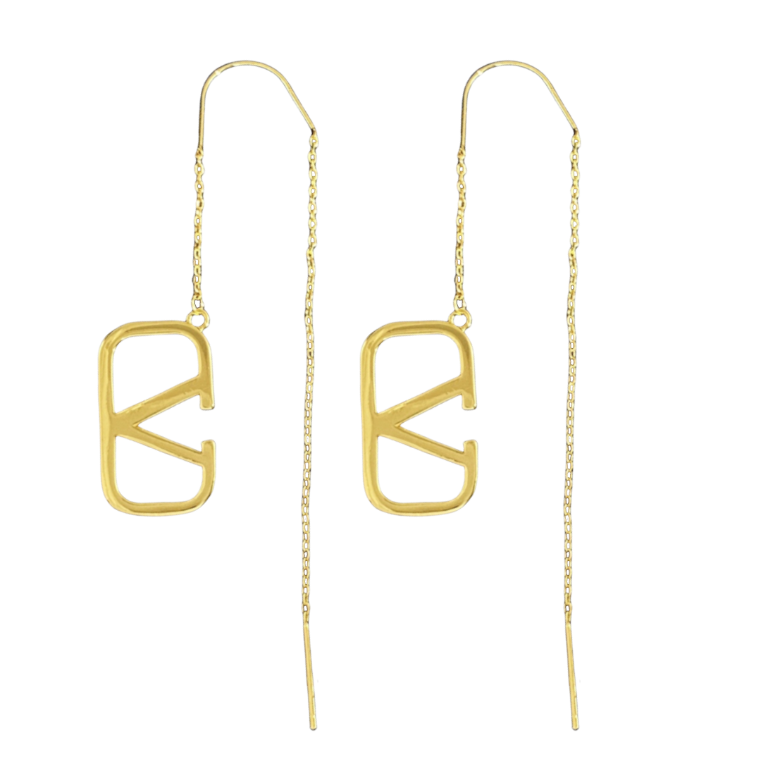 VTE087 Vlogo signature metal tassels earrings - ccjewelryacc