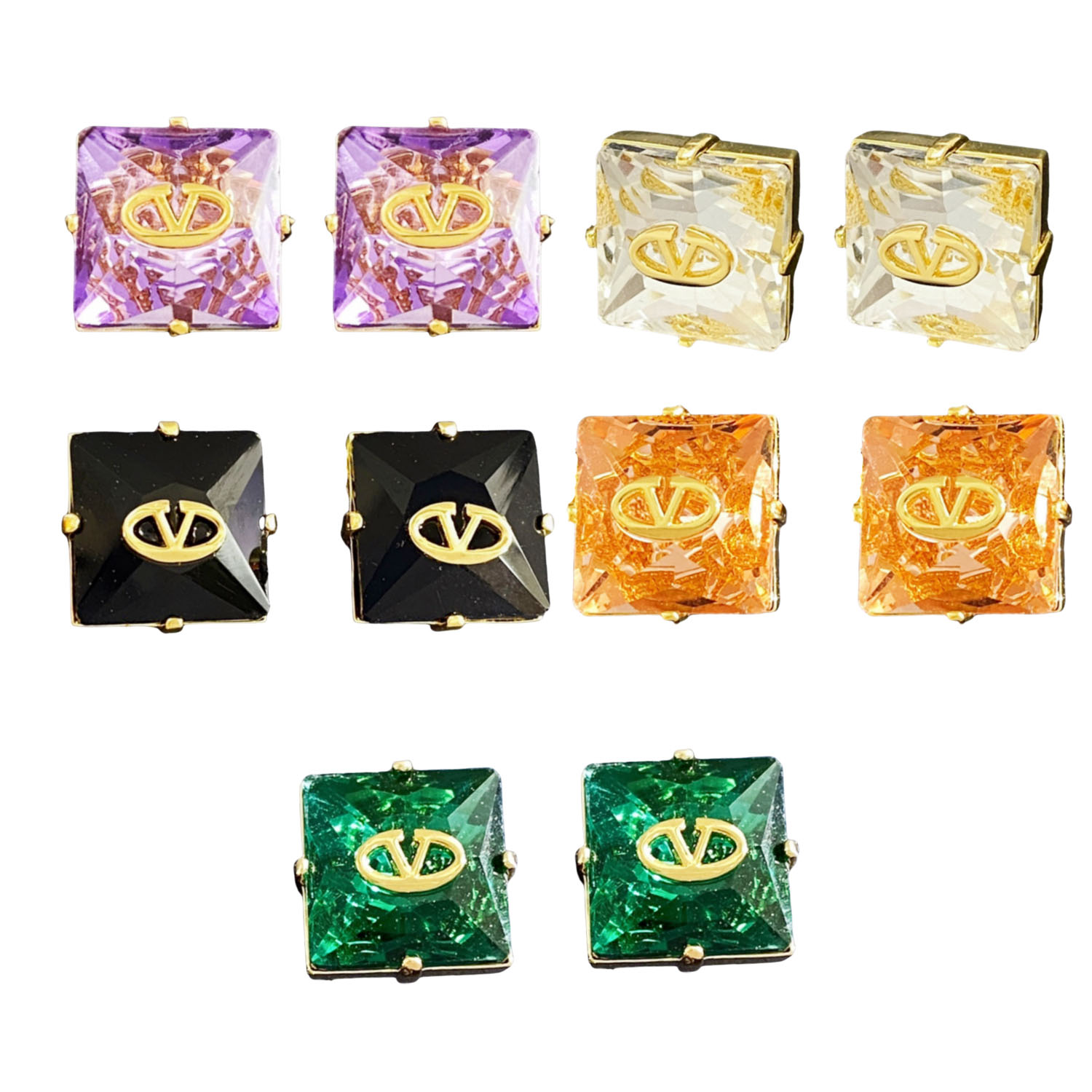 VTE085 Valentino V logo diamond earrings - ccjewelryacc