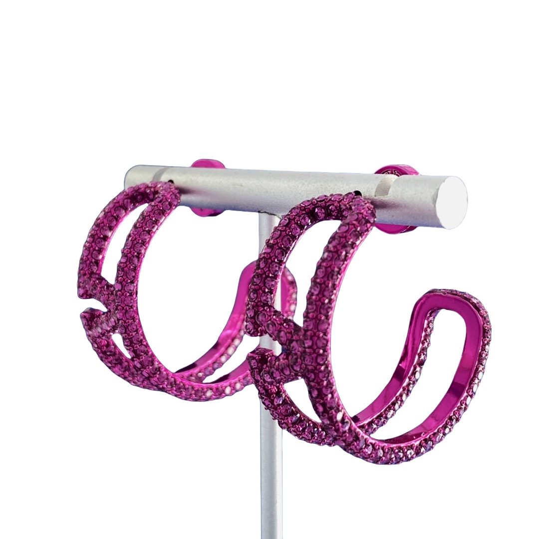 VTE088 valentino hoop earrings in metal and crystal - ccjewelryacc