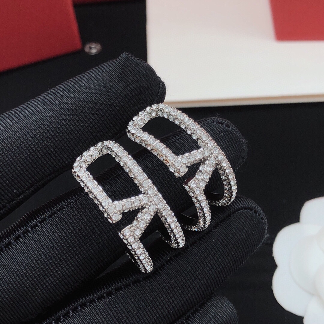 VTE088 valentino hoop earrings in metal and crystal - ccjewelryacc