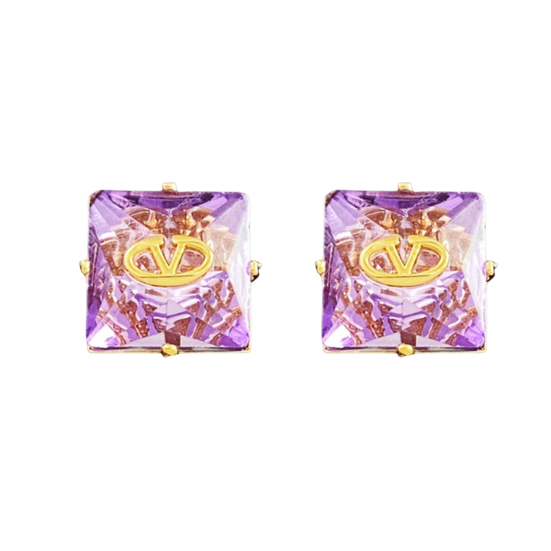 VTE085 Valentino V logo diamond earrings - ccjewelryacc