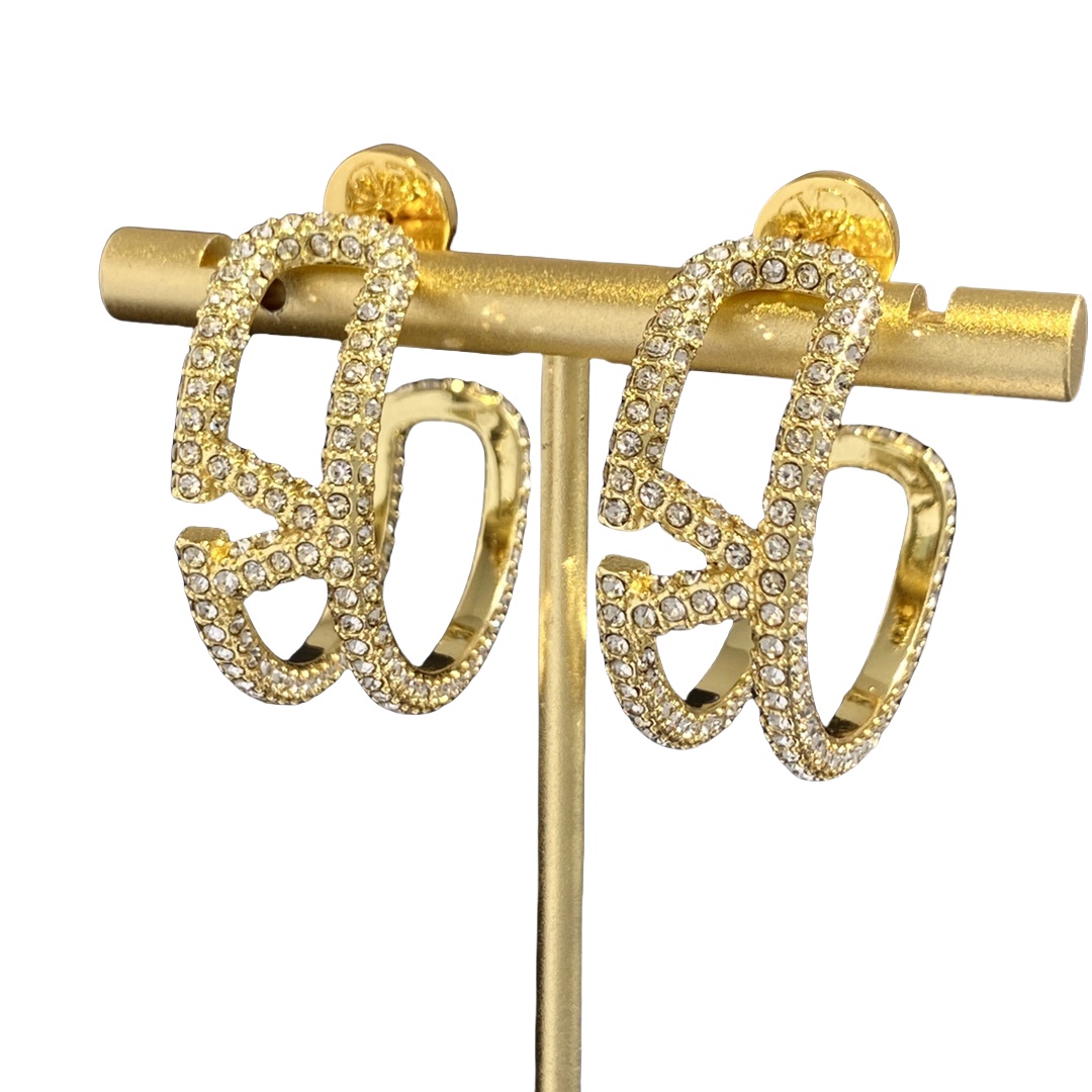 VTE088 valentino hoop earrings in metal and crystal - ccjewelryacc
