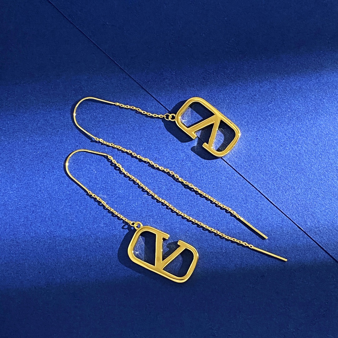 VTE087 Vlogo signature metal tassels earrings - ccjewelryacc